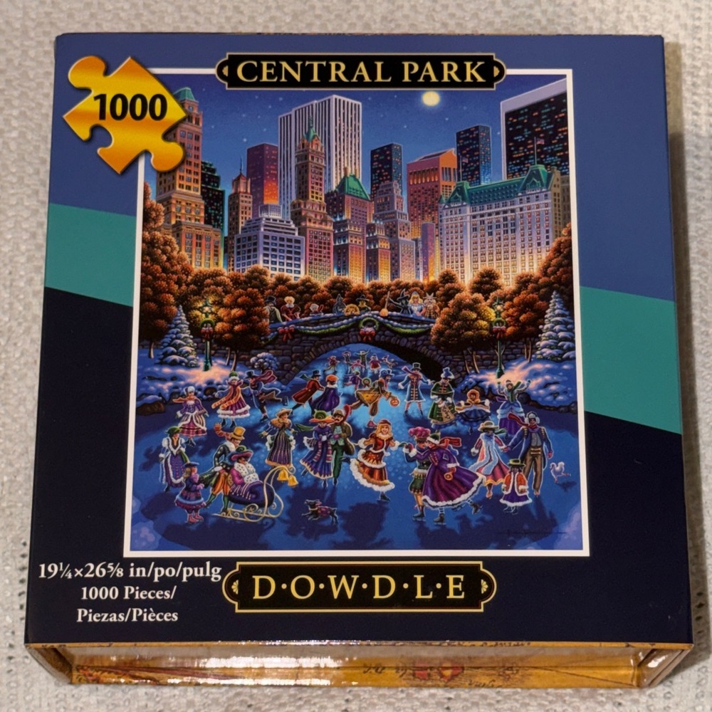 New 1000 Piece "Central Park" Puzzle by Dowdel Folk Art. Size: 19 1/4" x 26 5/8"